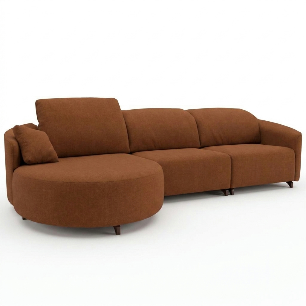Natalie Curved Chaise Sofa Rust